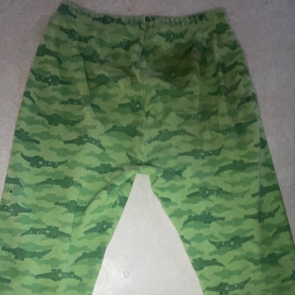 Lime green alligator ( crocodile? ) cotton pants 3T